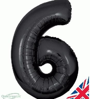 30" Black Number 6 Foil Balloon