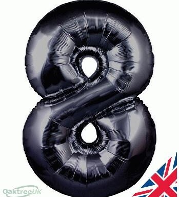30" Black Number 8 Foil Balloon