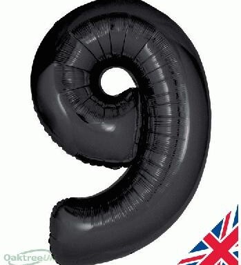 30" Black Number 9 Foil Balloon