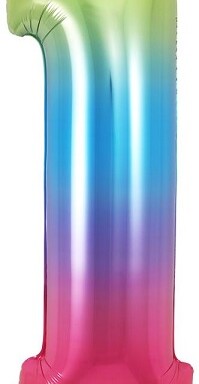 34" Rainbow Number 1 Foil Balloon