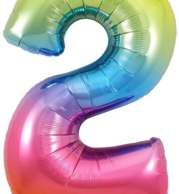 34" Rainbow Number 2 Foil Balloon
