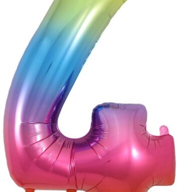 34" Rainbow Number 4 Foil Balloon