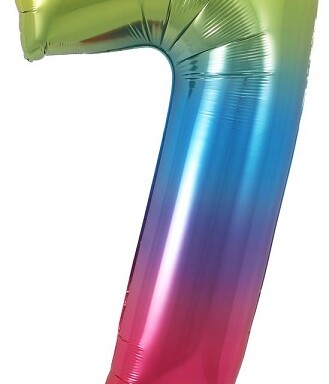 34" Rainbow Number 7 Foil Balloon