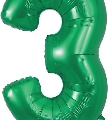 34" Green Number 3 Foil Balloon