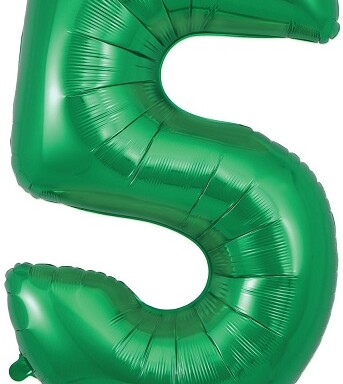 34" Green Number 5 Foil Balloon