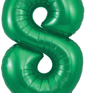34" Green Number 8 Foil Balloon