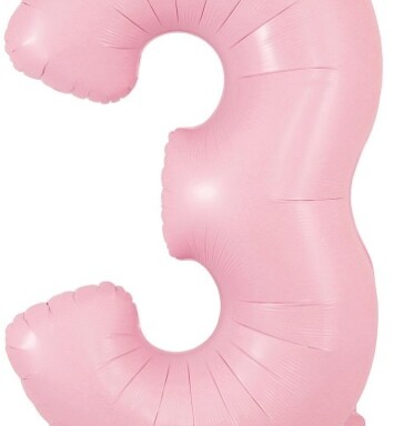 34" Matte Pink Number 3 Foil Balloon