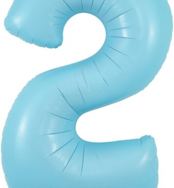 34" Matte Blue Number 2 Foil Balloon