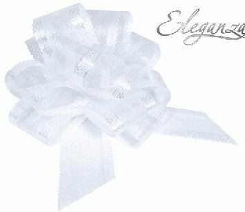50mm Organza Pullbow - White