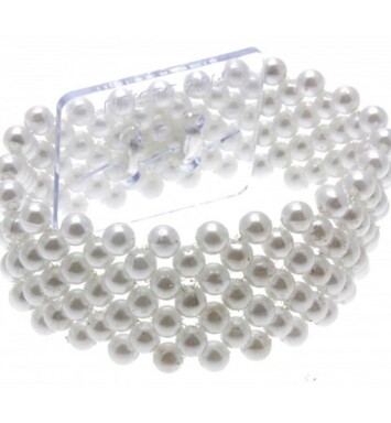 Large Pearl Flower Elasticated Bracelet