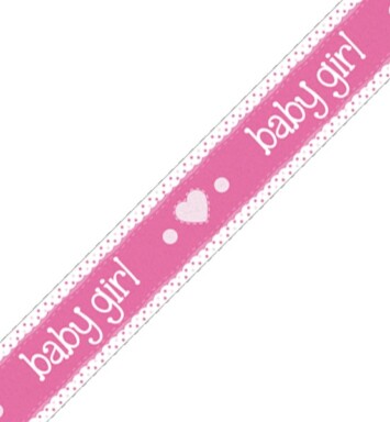 9ft Banner Baby Girl Pink Holographic