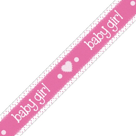 9ft Banner Baby Girl Pink Holographic