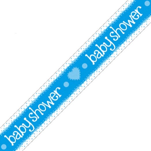 9ft Banner Baby Shower Blue Holographic
