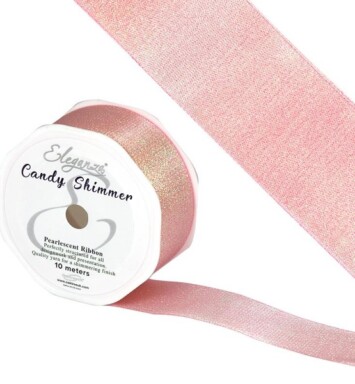 38mm Candy Shimmer Metallic Iridescent Ribbon - Blush