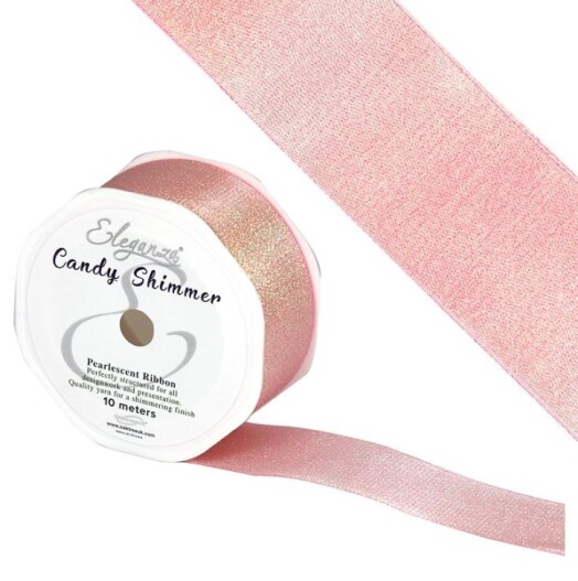 38mm Candy Shimmer Metallic Iridescent Ribbon - Blush