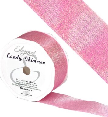 38mm Candy Shimmer Metallic Iridescent Ribbon - Sugar Pink