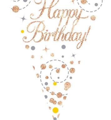 Sparkling Fizz Happy Birthday White & Rose Gold Holographic Party Bunting