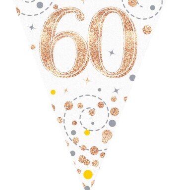 Sparkling Fizz 60 White & Rose Gold Holographic Party Bunting