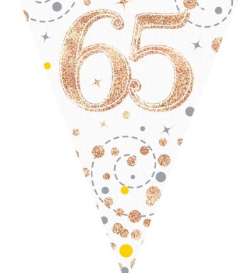 Sparkling Fizz 65 White & Rose Gold Holographic Party Bunting