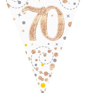 Sparkling Fizz 70 White & Rose Gold Holographic Party Bunting