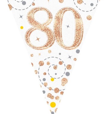 Sparkling Fizz 80 White & Rose Gold Holographic Party Bunting