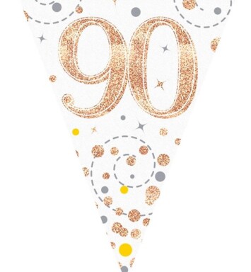 Sparkling Fizz 90 White & Rose Gold Holographic Party Bunting