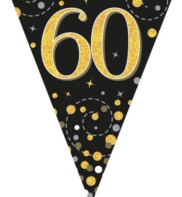 Sparkling Fizz 60 Black & Gold Holographic Party Bunting