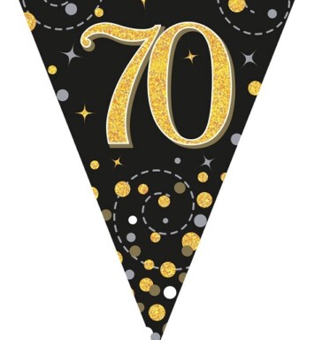 Sparkling Fizz 70 Black & Gold Holographic Party Bunting