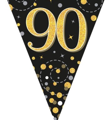 Sparkling Fizz 90 Black & Gold Holographic Party Bunting