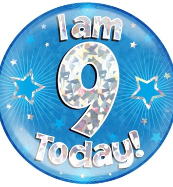 Blue Holographic 9 Today Jumbo Badge