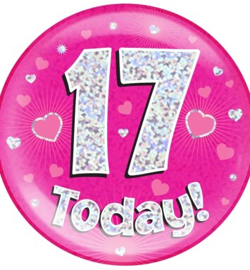 Pink Holographic 17 Today Jumbo Badge