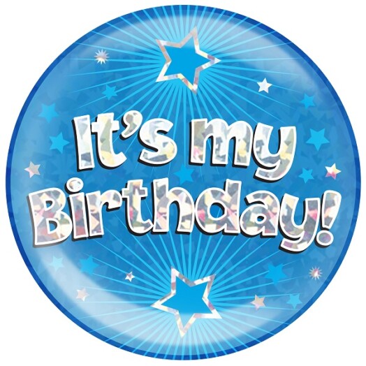 Blue Holographic It's My Birthday Jumbo Badge