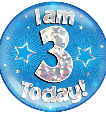 Blue Holographic 3 Today Jumbo Badge