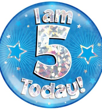 Blue Holographic 5 Today Jumbo Badge