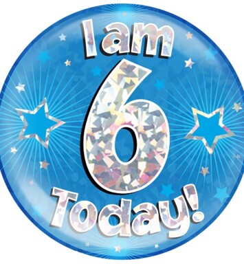 Blue Holographic 6 Today Jumbo Badge