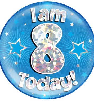Blue Holographic 8 Today Jumbo Badge