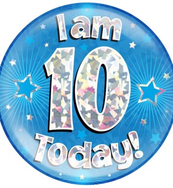 Blue Holographic 10 Today Jumbo Badge