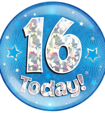 Blue Holographic 16 Today Jumbo Badge