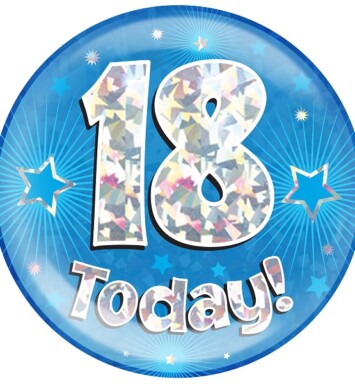 Blue Holographic 18 Today Jumbo Badge