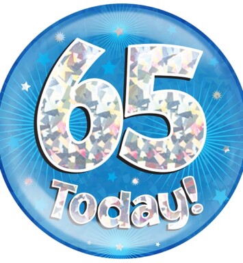 Blue Holographic 65 Today Jumbo Badge