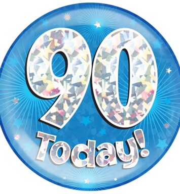 Blue Holographic 90 Today Jumbo Badge