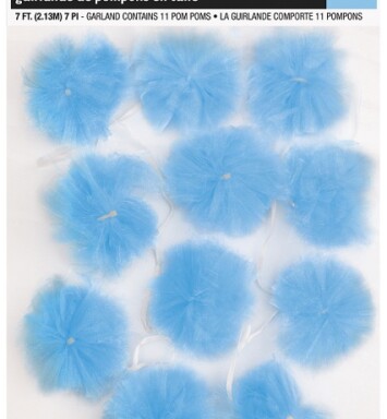 Tulle Pom Pom Garland - Blue