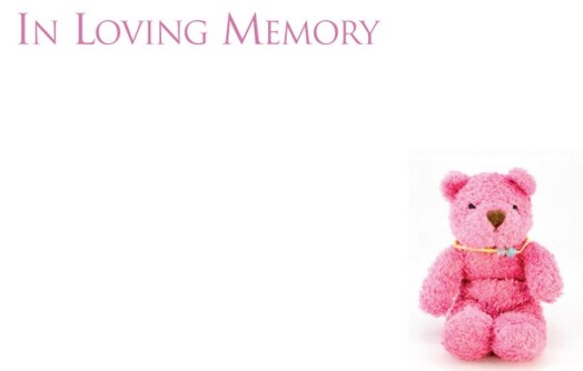 Florist Small Cards - In Loving Memory, Pink Teddy