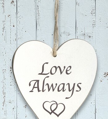 Wooden Heart Love Always - White Washed