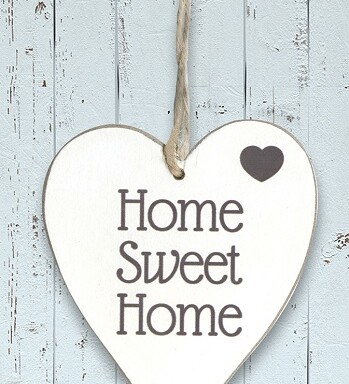 Wooden Heart Home Sweet Home - White Washed