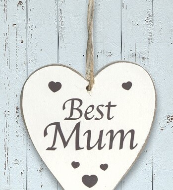 Wooden Heart Best Mum - White Washed