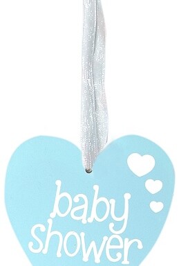Wooden Heart Baby Shower - Pastel Blue