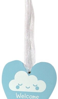 Wooden Heart Welcome Little One - Pastel Blue