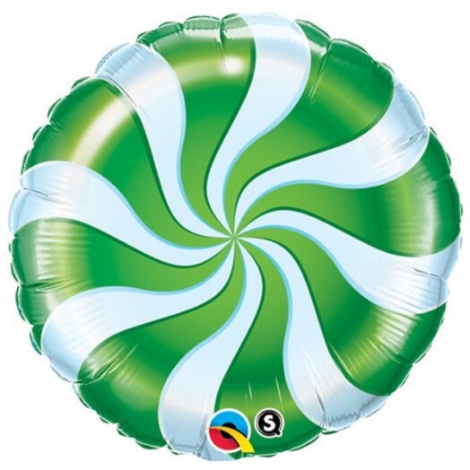 18" Candy Swirl Green Foil Balloon