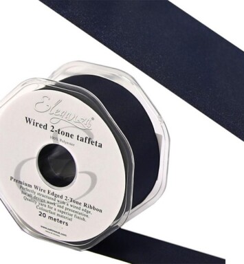 25mm Eleganza Wired Edge Premium Taffeta Midnight Blue